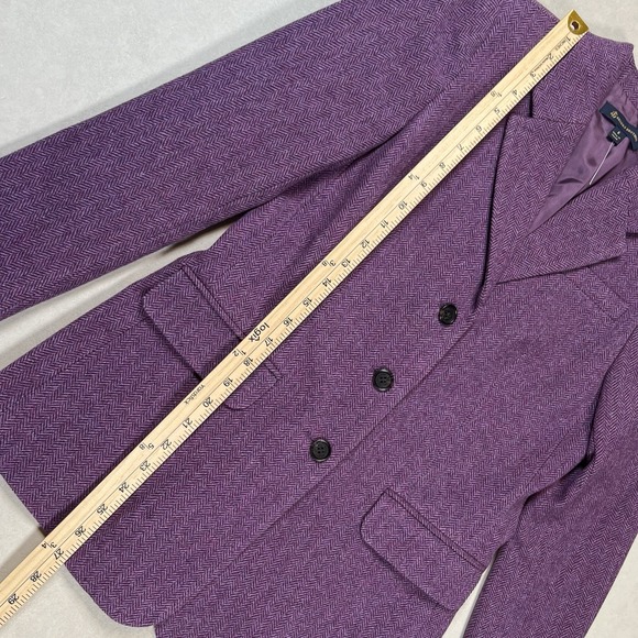 Brooks Brothers Women's Purple Herringbone Wool Blazer Sz 6 Office Academia Work - Picture 9 of 10